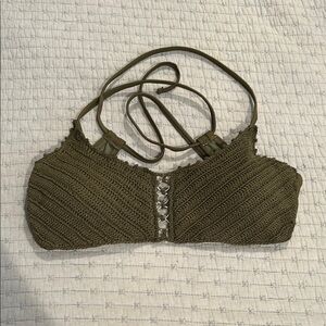 Olive Green Crochet Bikini Top